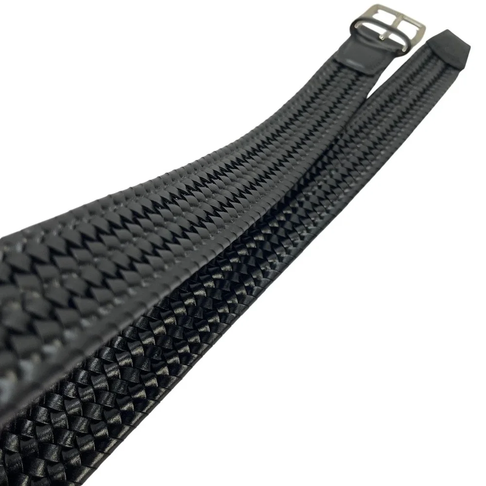 Torino Mens Woven Belt Cotton Elastic‎ Stretch Black Sz 40 Leather USA Made